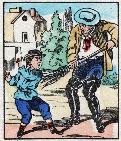 De veegmachine. Gravure in 