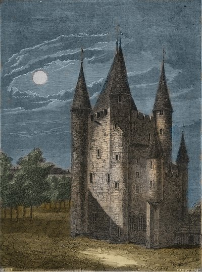 De Tempel, een middeleeuwse vesting in Parijs - La Tour du Temple, plaats van detentie van de koninklijke familie door French School