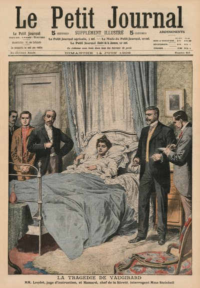 De tragedie van Vaugirard, ondervraging van Marguerite Steinheil, voorpagina illustratie uit 