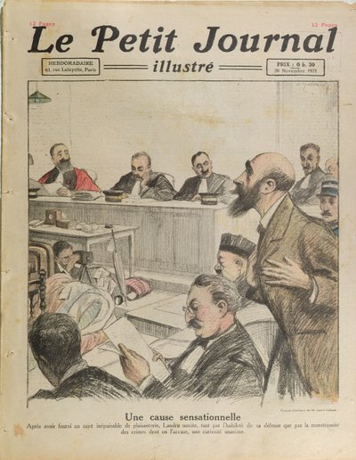 Het proces van Henri Desire Landru (1869-1922) uit Le Petit Journal, 20 november 1921 door French School