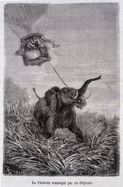 De Victoria gesleept door een olifant - in 