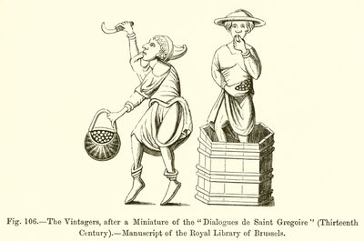 De Wijnoogsters, naar een Miniatuur van de Dialogen van Sint Gregorius door French School