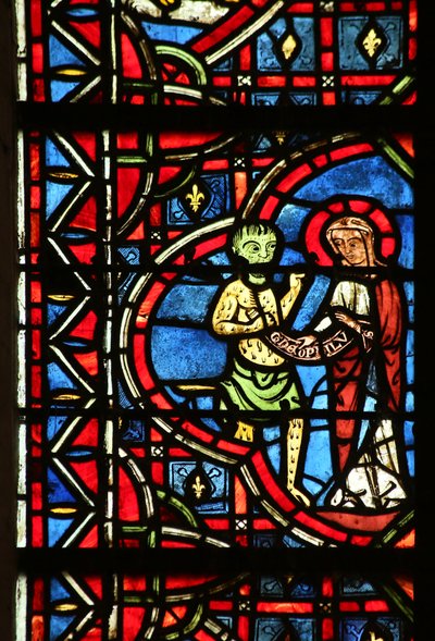 De Maagd Maria haalt het pact van Theophilus terug van de duivel door French School