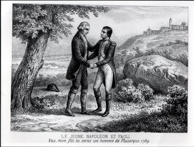 De jonge Napoleon Bonaparte ontmoet Pasquale Paoli in 1789, uit een boek over Corsica door J.A. Galetti, Parijs, 1863 door French School