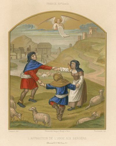 De verschijning van de engel aan de herders door French School