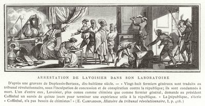 De arrestatie van Antoine Lavoisier in zijn laboratorium, 1794 door French School