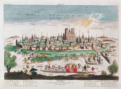 De aankomst van Lodewijk XVI in Reims voor zijn kroning op 11 juni 1775 door French School
