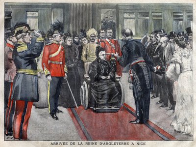 De aankomst van de koningin van Engeland, Victoria (1837-1901) in Nice in 1899. Gravure uit 1899 in “La petite Gironde” door French School