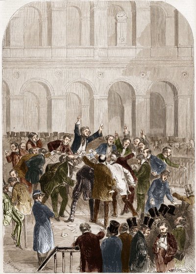 De mand van de Parijse Beurs in 1857 door French School