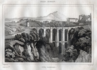 De brug heeft dubbele arcades - CIVITA CASTELLANA - Provincie Viterbo - Italië - Gravure uit 