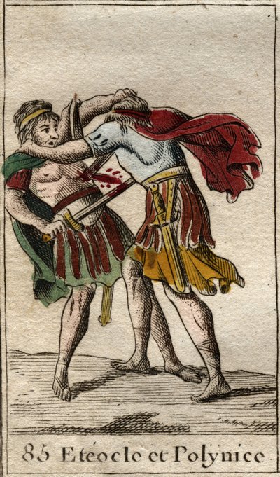 De broers Eteocles en Polynices, zonen van Oedipus, die elkaar doden. Uit 