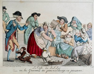 Het café du Bel Air of de fijnproevers van de Pont au Change genieten van Parijzenaars zonder geld die koffie drinken uit de kop voor de verschrikte ogen van een edelman door French School