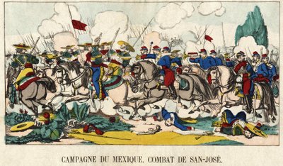 De kapitein van Foucauld in de Slag bij San Jose tijdens de Mexicaanse Campagne (1862-1867), Epinal afbeelding 19e eeuw door French School