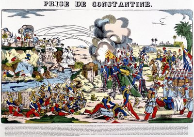 De verovering van Constantine in 1837 - afbeelding van Epinal, eind 19e eeuw door French School