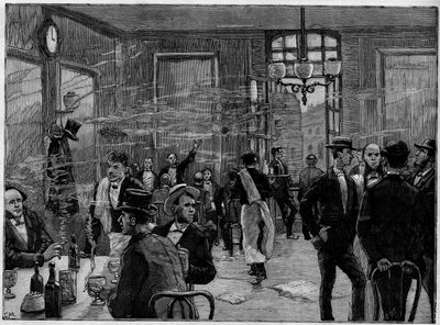 De koffiejongens in een etablissement aan de Rue Montmartre in Parijs, in "De Illustere Wereld" 1886. door French School