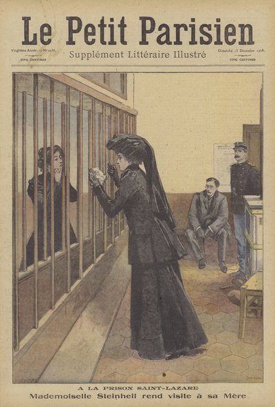 De dochter van Marguerite Steinheil bezoekt haar moeder in de Saint-Lazare gevangenis, Parijs door French School