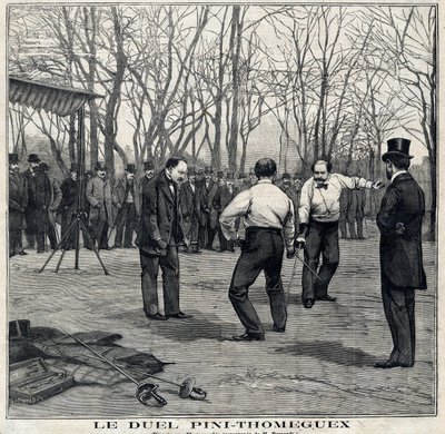 Het duel van de meesters van wapens Pini en Thomeguex in het Parc de Saint Ouen (Saint-Ouen). In Le Petit Parisien op 28/03/1897 door French School
