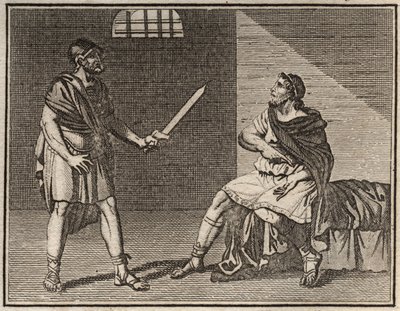 De eminente generaal Marius, op de vlucht voor Sulla, wordt gevangen genomen in Minturnae, maar niemand durft hem te doden, zelfs een buitenlandse slaaf niet. door French School
