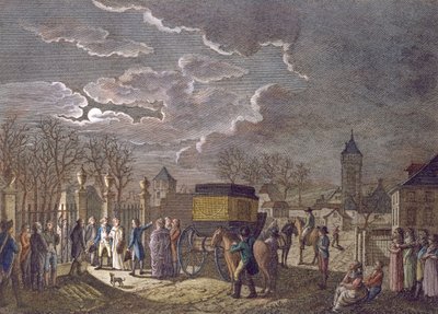 De uitwisseling op 26 december 1795 van Madame Royale in Bazel voor 6 Franse gevangenen gevangen door de Oostenrijkers door French School