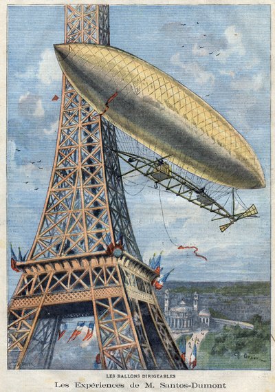 De ervaringen in luchtschipballon van de heer Alberto Santos-Dumont door French School