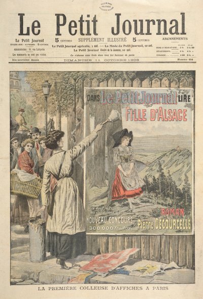 De eerste vrouwelijke plakker in Parijs, uit Le Petit Journal, 11 oktober 1906 door French School