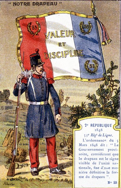 De vlag van het 53e Linieregiment van de 2e Republiek door French School