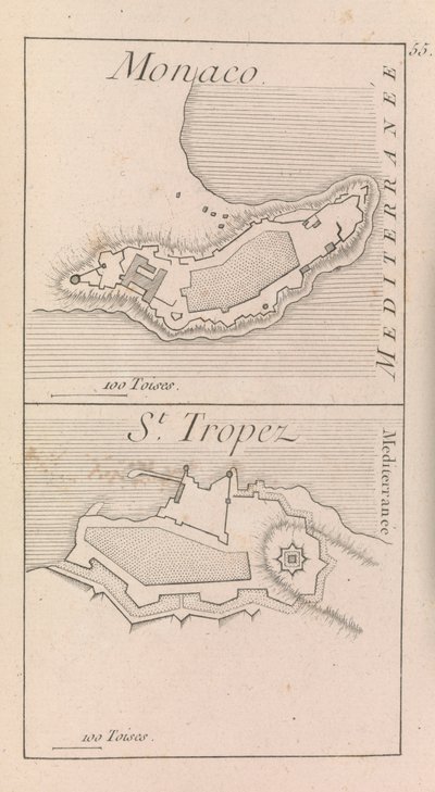 De vestingwerken van Monaco en St. Tropez, c.1760? door French School
