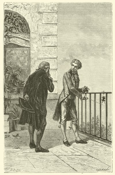 De kikker van Galvani (gravure) door French School