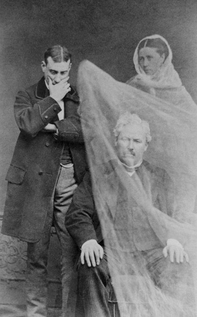 De geest van de vrouw van een man verschijnt voor hem, ca. 1870 door French School