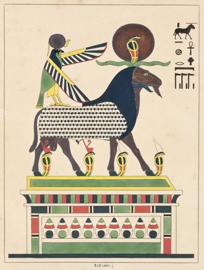 De god Amon-Ra, illustratie uit Pantheon egyptien: collectie van mythologische personages uit het oude Egypte, door Jean-Francois Champollion door French School