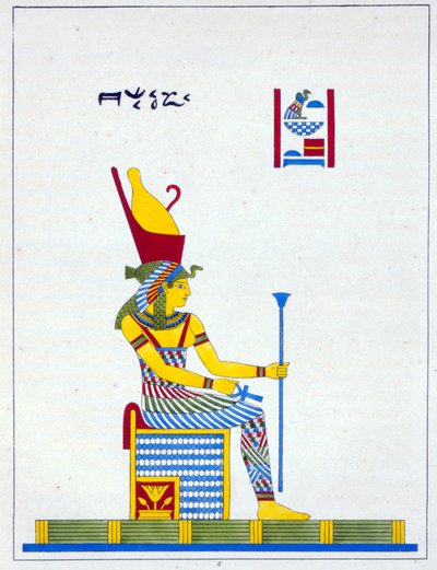 De godin Neith, illustratie uit Pantheon egyptien: collectie van mythologische personages uit het oude Egypte, door Jean-Francois Champollion door French School