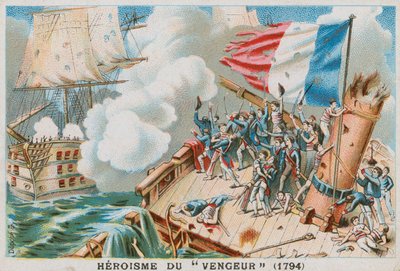 De heldhaftigheid van het Franse oorlogsschip Vengeur du Peuple, 1794 door French School