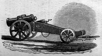 De houwitser van het Oostenrijkse leger gebruikt tijdens de Slag bij de Buffalora-brug (Italië) tijdens de Risorgimento in 1859. Gravure in “Le Monde Illustré” nr. 114 van 18 juni 1859. door French School