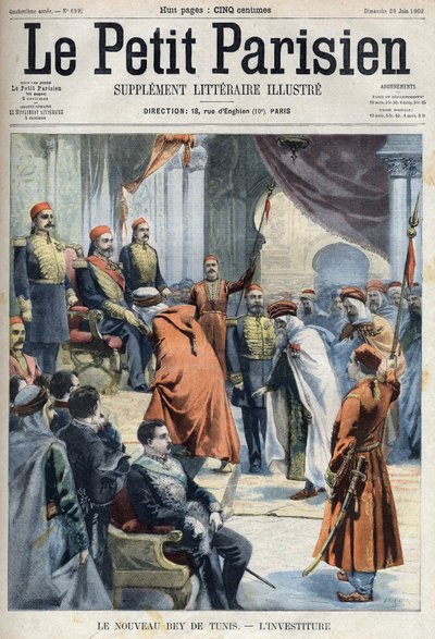 De inauguratie van de nieuwe Bey van Tunis Hedi Bey (Muhammad El Hadi Bey) door French School