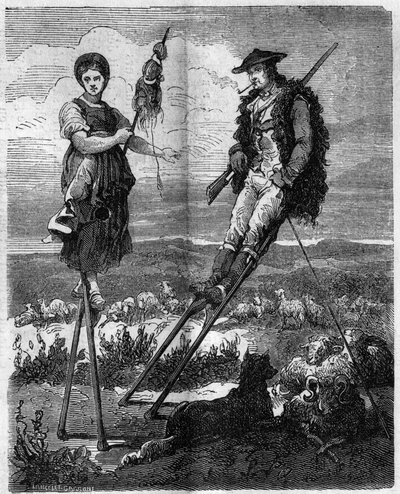 De inwoners van Arcachon gaan op een herder en een boer met een rietstengel. Gironde (33) door French School