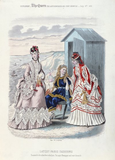 De nieuwste Parijse mode voor het strand en om te zwemmen, 1872 door French School