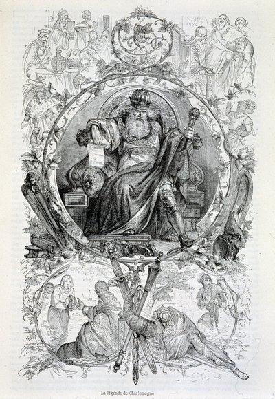 De legende van Karel de Grote, gravure door French School