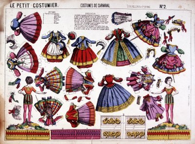 De kleine kostuumontwerper - carnavalskostuums: knipwerk. 19e eeuw. door French School