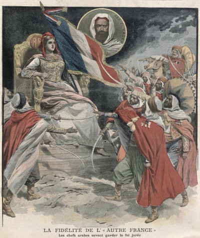 De loyaliteit van Algerijnse Arabische stamhoofden aan Frankrijk, omslag van le Petit Journal, 15 december 1907 door French School