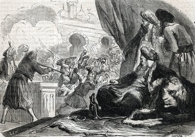 De slachting van het leger van de Janitsaren in 1826 door Sultan Mahmoud II, Constantinopel door French School