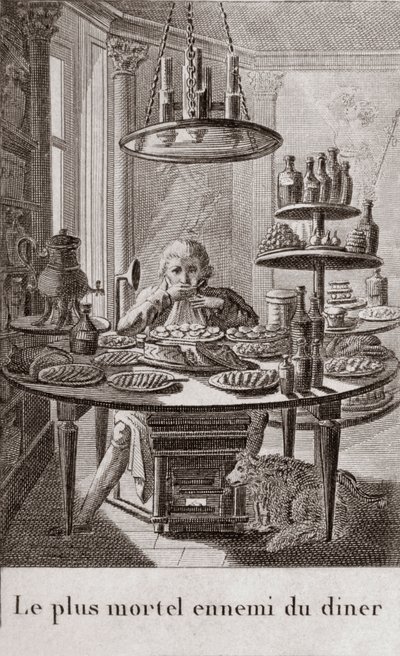 De meest dodelijke vijand van het diner - gravure in 