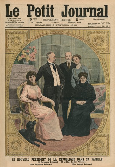 De nieuwe President van de Franse Republiek, Raymond Poincare, met zijn familie, voorpagina illustratie uit 
