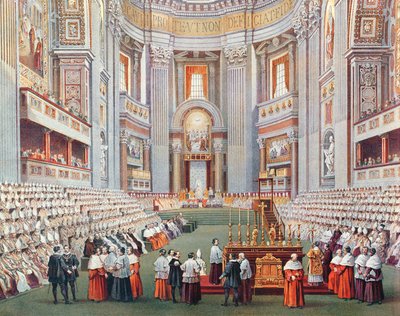 De opening van het Eerste Vaticaans Concilie op 8 december 1869, ca. 1870 door French School