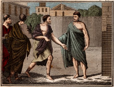 De ostracisme van Aristides de Rechtvaardige, oude Griekse (Atheense) soldaat en staatsman. door French School
