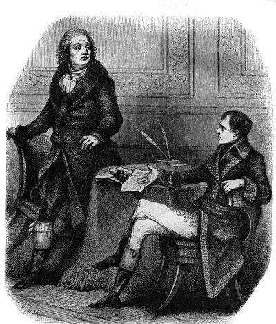 De dichter en toneelschrijver Jean Francois (Jean-Francois) Ducis (1733-1816) met Bonaparte (Napoleon I) door French School