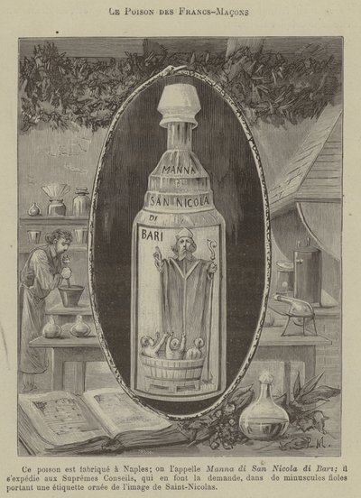 Het gif van de Vrijmetselaars (gravure) door French School