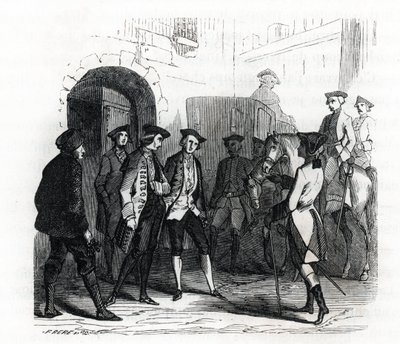 De gevangenen van Vincennes werden overgebracht naar de Bastille in 1784 - (gravure) 1846 door French School