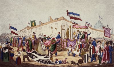 De resten van het bijgeloof naar de Conventie gesleept, nov. 1793 door French School