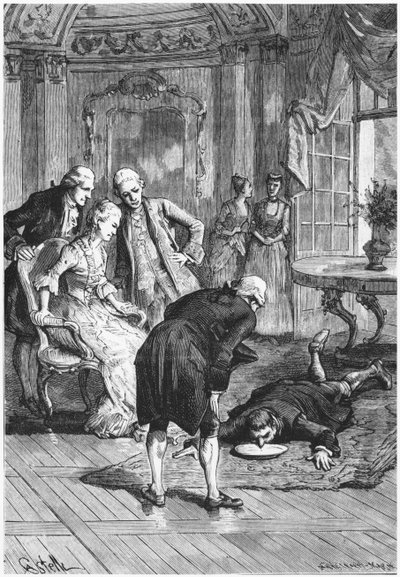 De slaapwandelaar Victor en de Markies van Puysegur bij Madame de Montessons, illustratie uit Les Mysteres de la Science door Louis Figuier, 1886 door French School