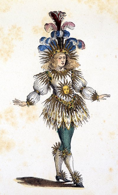 De zonnekoning in theaterkostuum, 18e eeuw door French School